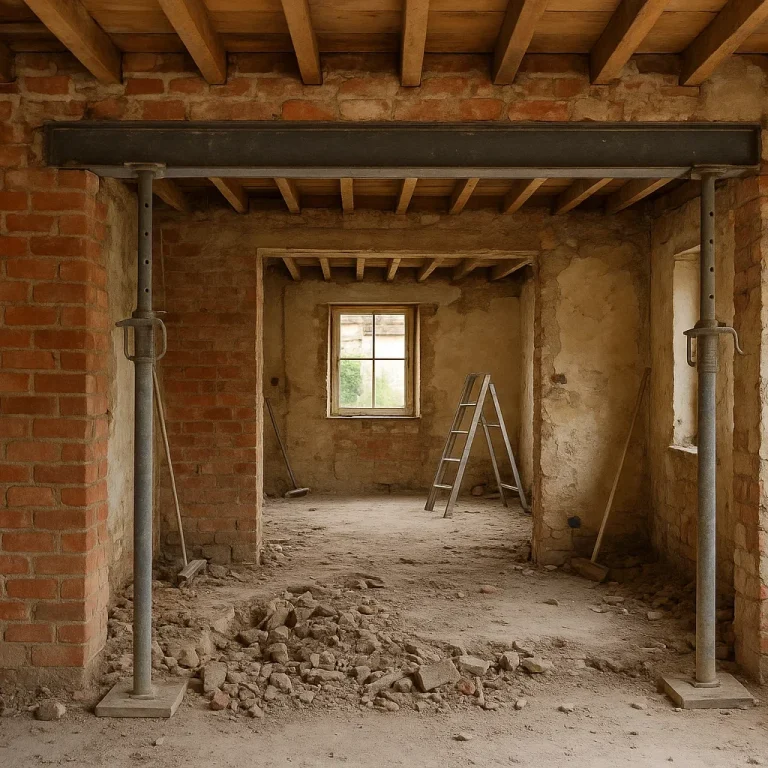 Rénovation maison Rennes (35) – Batizh, tous corps d’état Rénovation de maison à Rennes par Batizh, salon ouvert et lumineux avec parquet et menuiseries modernes